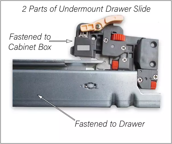2 Parts of Undermount Drawer slide