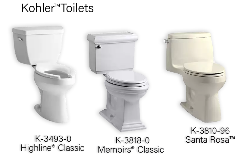 Kohler™ Toilets K-3493-0, K-3818-0 and K-3810-96