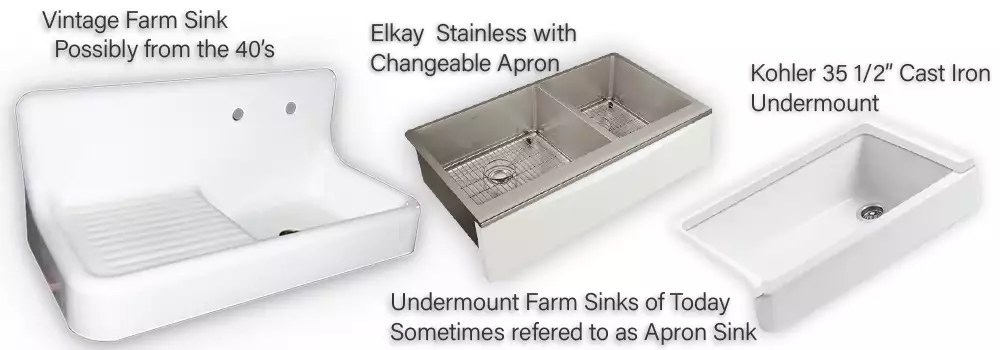 Old 1940's Farmhouse Sink compared to Modern Farmhouse Sinks