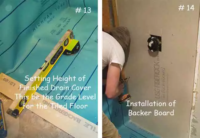 Installtion of tile Backer board touching the Shower Floor