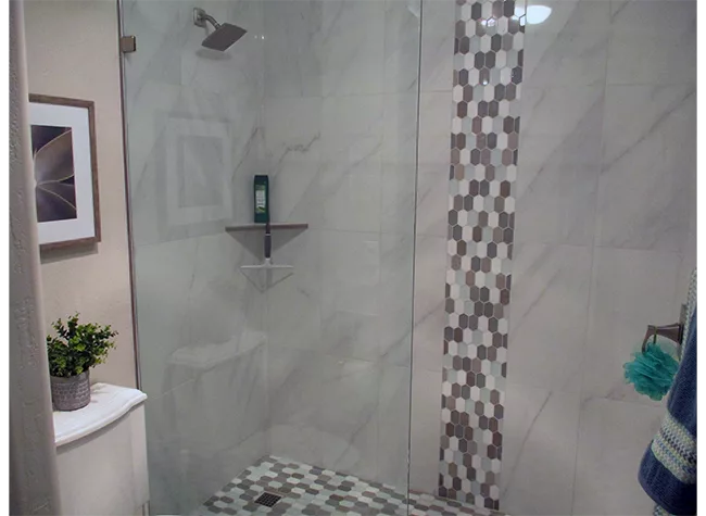 Finished look of 6 foot 4 inch Wide Shower